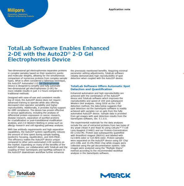 Merck recommends TotalLab's SpotMap 2D analysis software