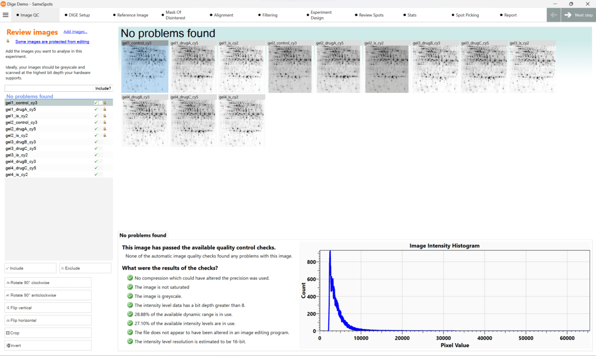 SameSpots 2D Image QC check pass